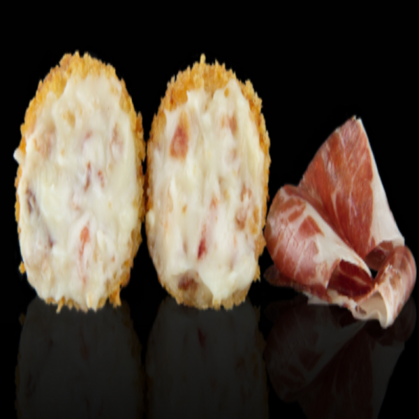 Croqueta premium de pernil ibèric i ou